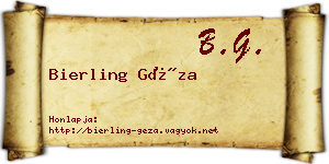 Bierling Géza névjegykártya